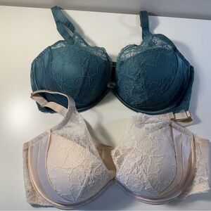 Rosie by Marks and Spencer Lace Underwire Bra Set - Teal and Cream 40DD